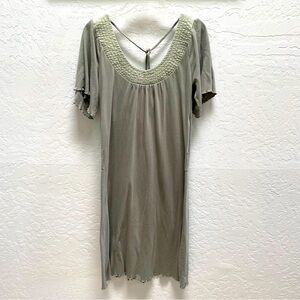 A. Kurtz Military Army Pull Over Cap Flutter Sleeve Dress Tie Back Sz Med